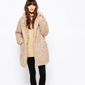 PAISIE Fluffy Teddy Bear Coat, Size 8.